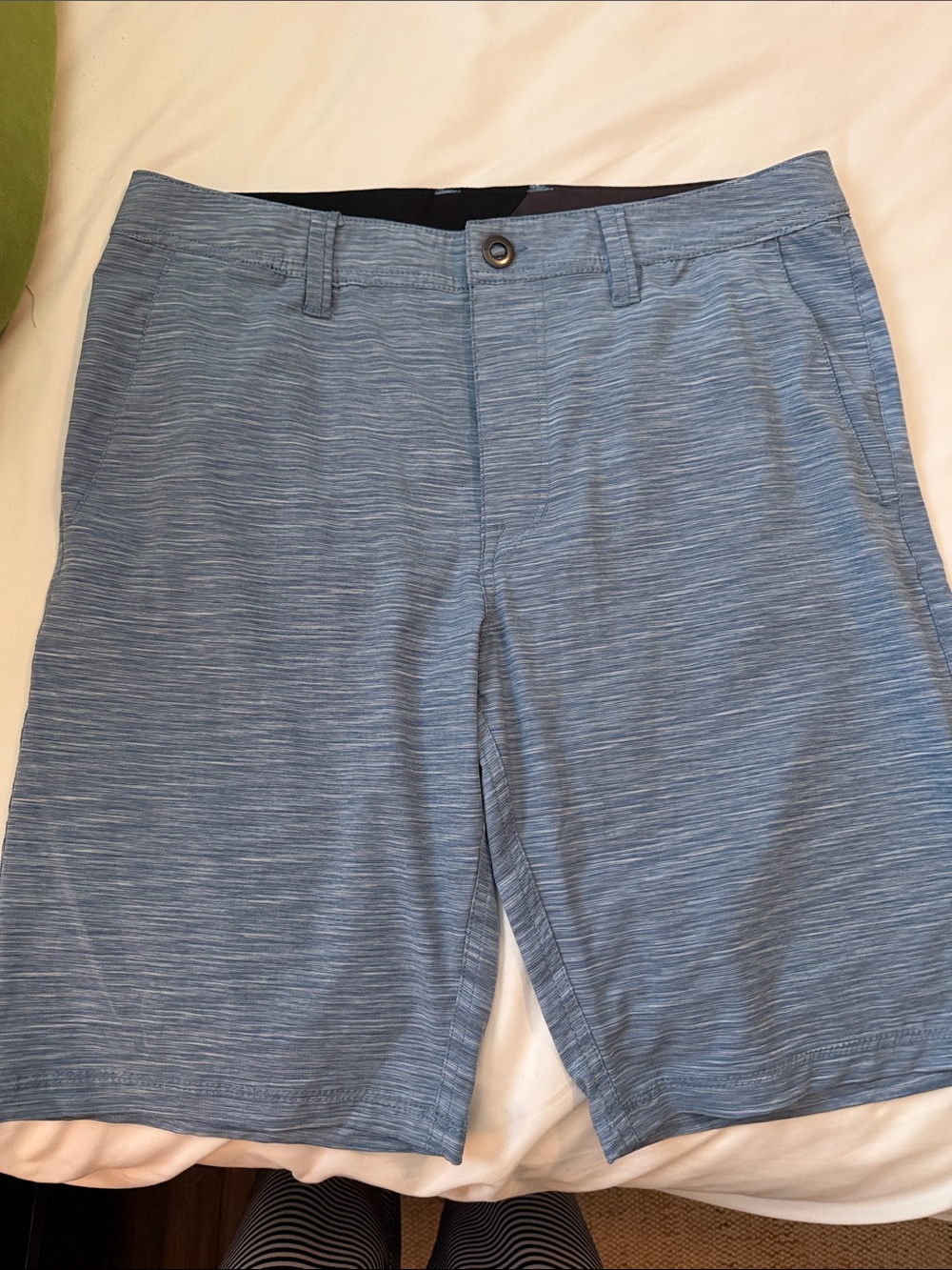 Volcom Heathered Light Blue Men's Flat Front Shorts - 34